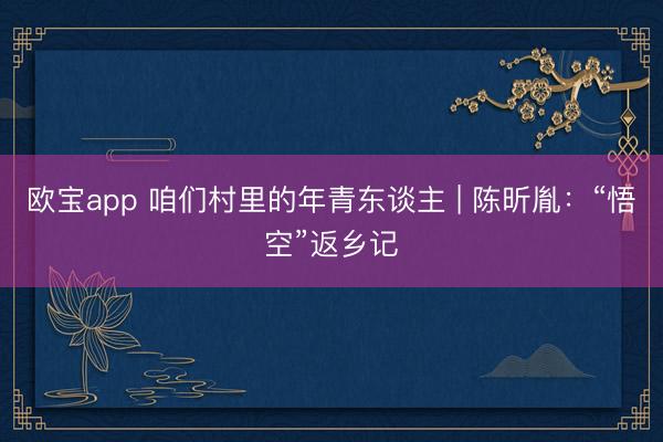 欧宝app 咱们村里的年青东谈主 | 陈昕胤：“悟空”返乡记