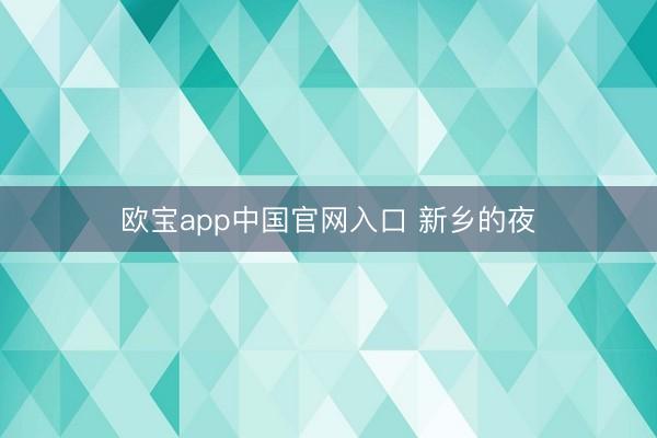 欧宝app中国官网入口 新乡的夜