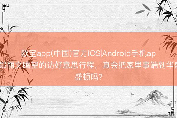 欧宝app(中国)官方IOS|Android手机app下载 郑丽文瞻望的访好意思行程，真会把家里事端到华盛顿吗？