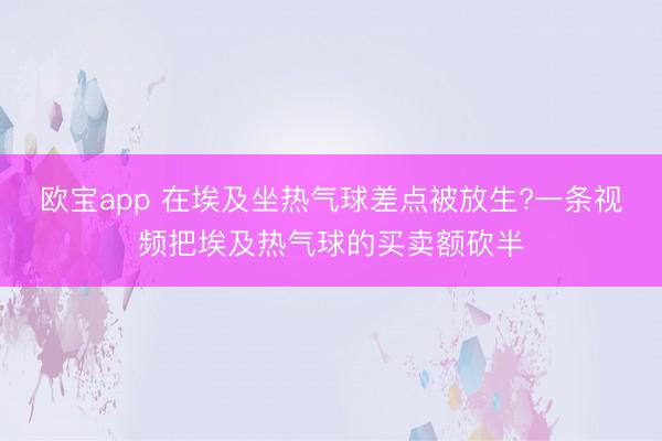 欧宝app 在埃及坐热气球差点被放生?一条视频把埃及热气球的买卖额砍半