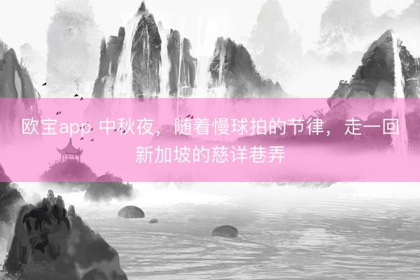 欧宝app 中秋夜,随着慢球拍的节律,走一回新加坡的慈详巷弄
