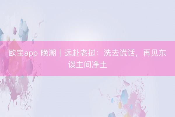 欧宝app 晚潮｜远赴老挝：洗去谎话，再见东谈主间净土