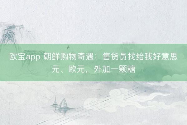 欧宝app 朝鲜购物奇遇：售货员找给我好意思元、欧元，外加一颗糖