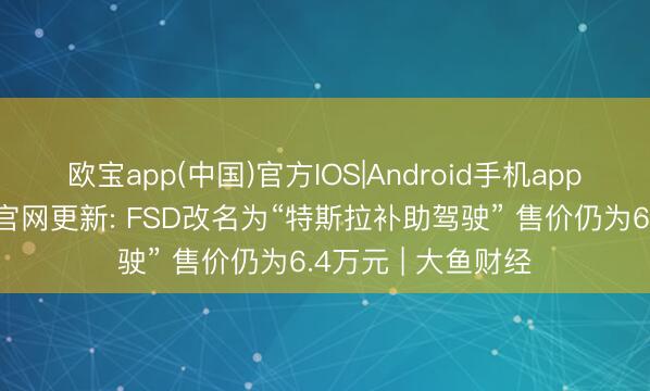 欧宝app(中国)官方IOS|Android手机app下载 特斯拉中国官网更新: FSD改名为“特斯拉补助驾驶” 售价仍为6.4万元 | 大鱼财经