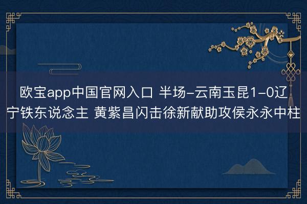 欧宝app中国官网入口 半场-云南玉昆1-0辽宁铁东说念主 黄紫昌闪击徐新献助攻侯永永中柱