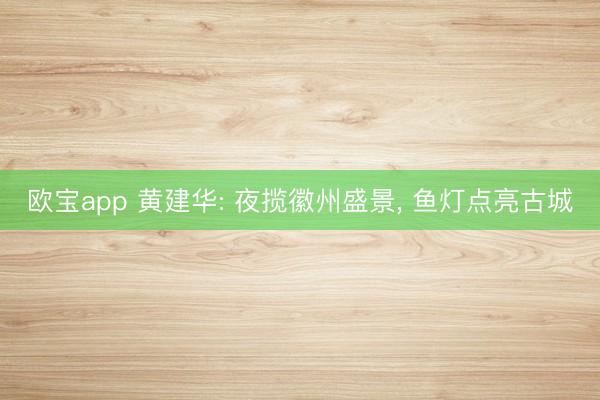 欧宝app 黄建华: 夜揽徽州盛景, 鱼灯点亮古城