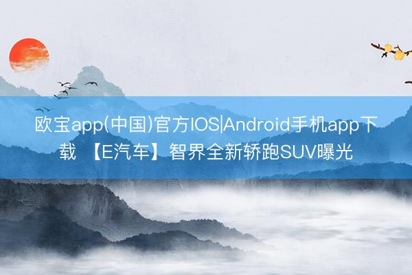 欧宝app(中国)官方IOS|Android手机app下载 【E汽车】智界全新轿跑SUV曝光