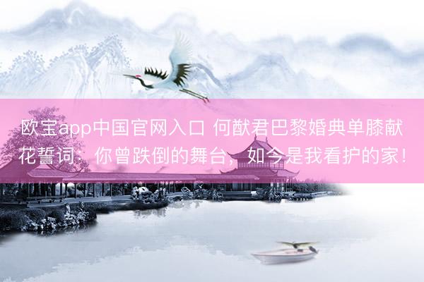 欧宝app中国官网入口 何猷君巴黎婚典单膝献花誓词：你曾跌倒的舞台，如今是我看护的家！