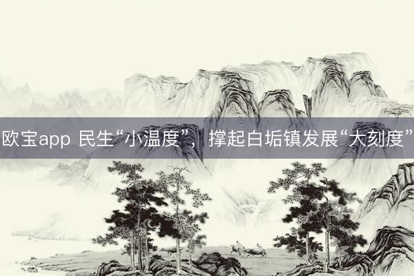 欧宝app 民生“小温度”，撑起白垢镇发展“大刻度”